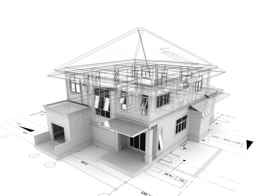 3d render of house on plan